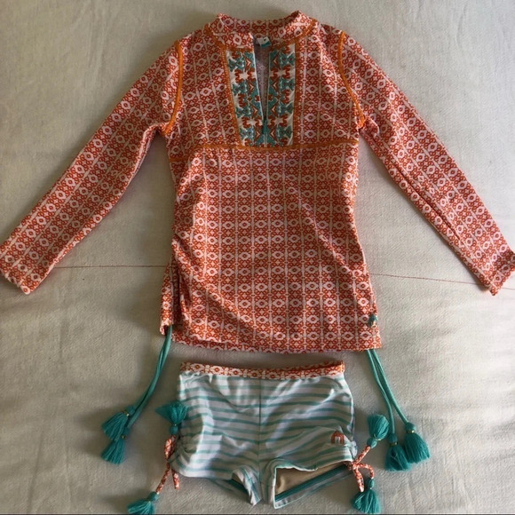 NWOT CABANA LIFE Turks and Caicos Rashguard and Shorts 2 Piece Set - Picture 2 of 8